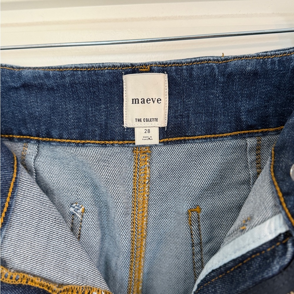 Maeve Colette Dark Blue Wide Leg Crop Jeans - Picture 4 of 5